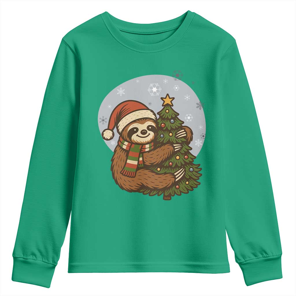 Funny Xmas Youth Sweatshirt Slothin Around The Christmas Tree - Wonder Print Shop