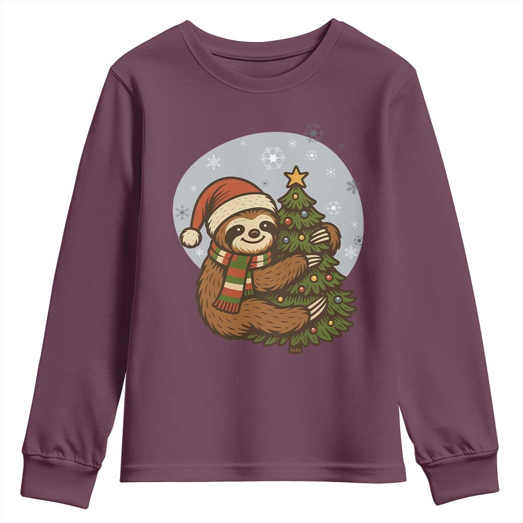 Funny Xmas Youth Sweatshirt Slothin Around The Christmas Tree - Wonder Print Shop
