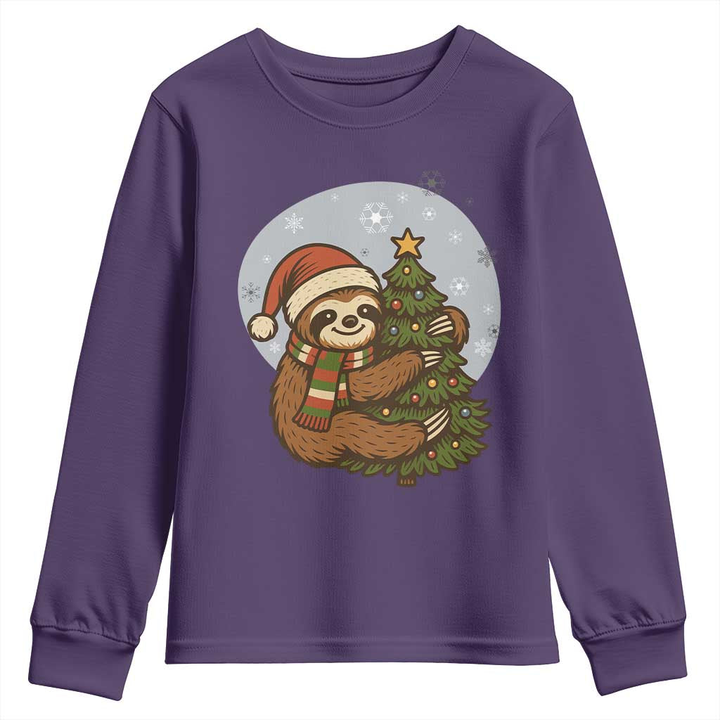 Funny Xmas Youth Sweatshirt Slothin Around The Christmas Tree - Wonder Print Shop