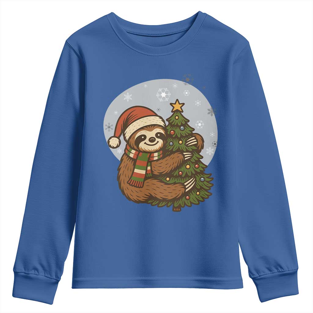 Funny Xmas Youth Sweatshirt Slothin Around The Christmas Tree - Wonder Print Shop