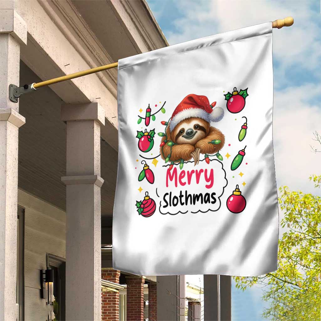 Funny Christmas Sloth Garden Flag Merry Slothmas - Wonder Print Shop