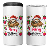 Funny Christmas Sloth 4 in 1 Can Cooler Tumbler Merry Slothmas