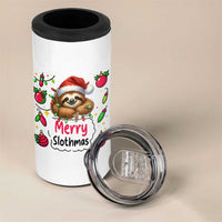Funny Christmas Sloth 4 in 1 Can Cooler Tumbler Merry Slothmas