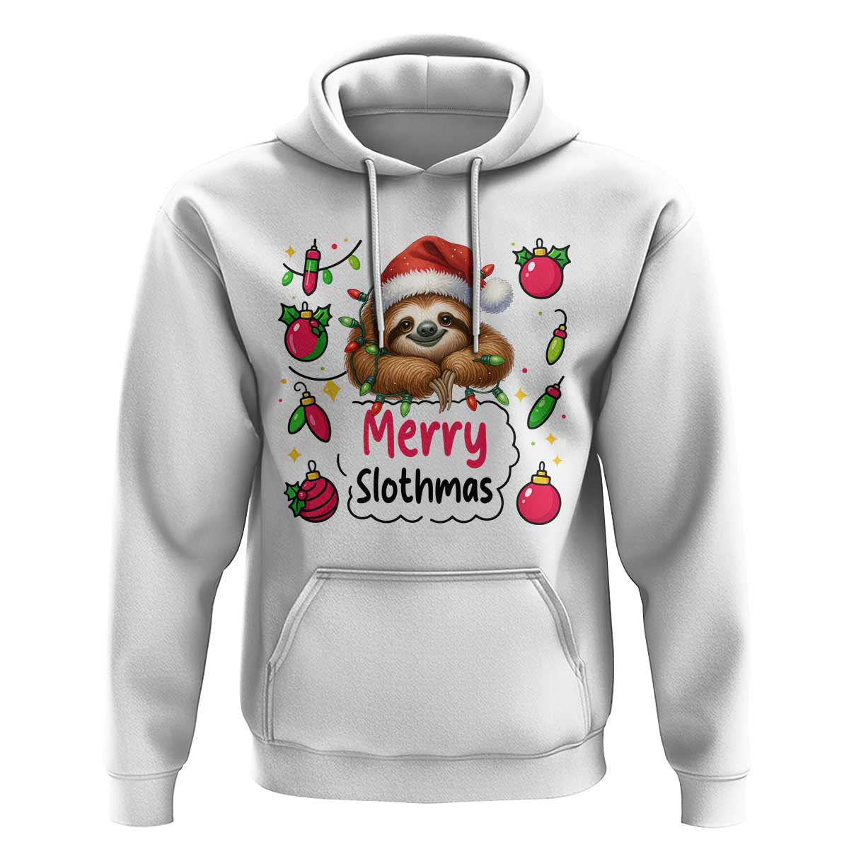 Funny Christmas Sloth Hoodie Merry Slothmas - Wonder Print Shop