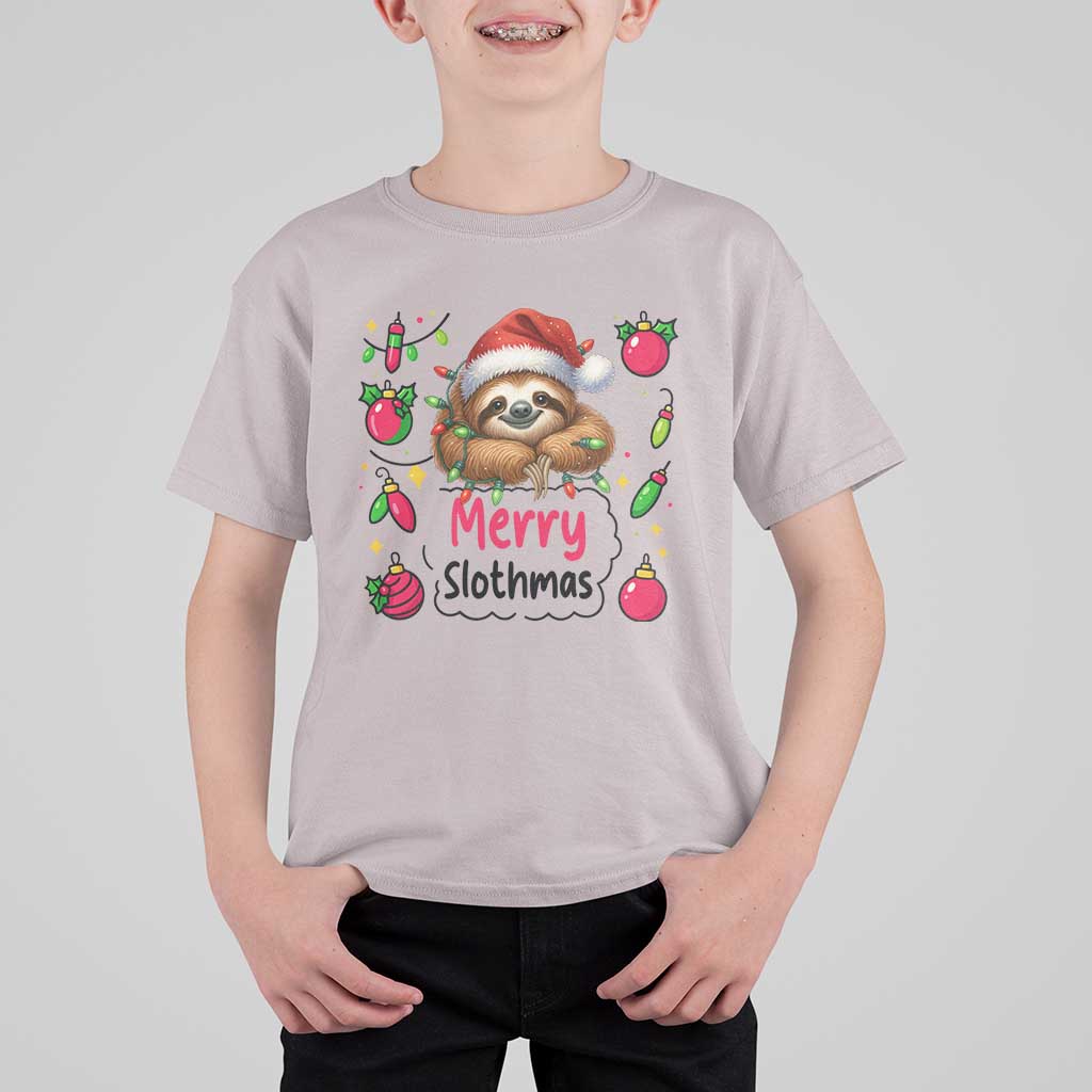 Funny Christmas Sloth T Shirt For Kid Merry Slothmas - Wonder Print Shop