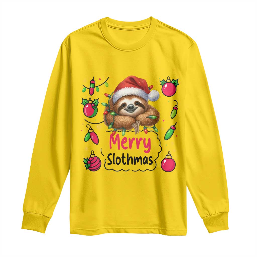 Funny Christmas Sloth Long Sleeve Shirt Merry Slothmas - Wonder Print Shop
