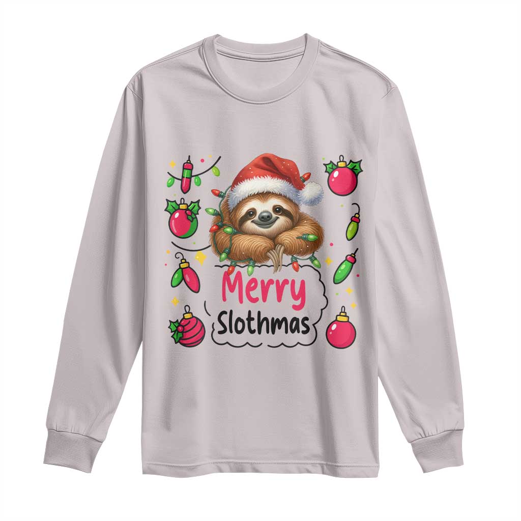 Funny Christmas Sloth Long Sleeve Shirt Merry Slothmas - Wonder Print Shop
