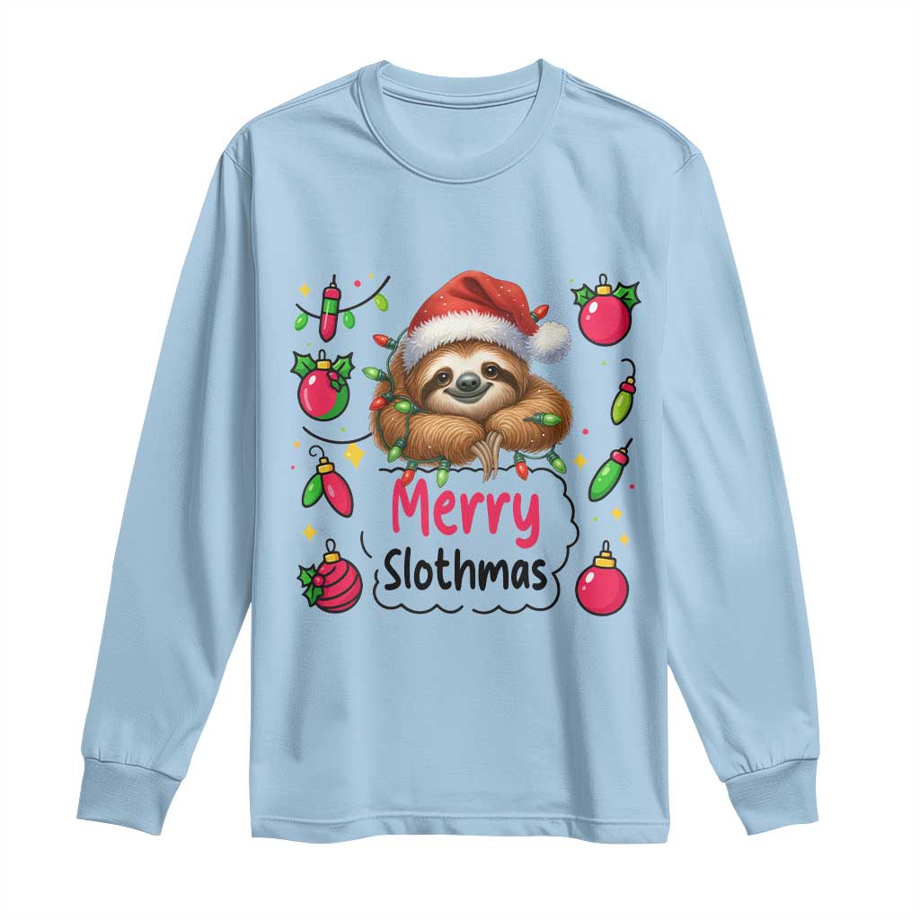 Funny Christmas Sloth Long Sleeve Shirt Merry Slothmas - Wonder Print Shop
