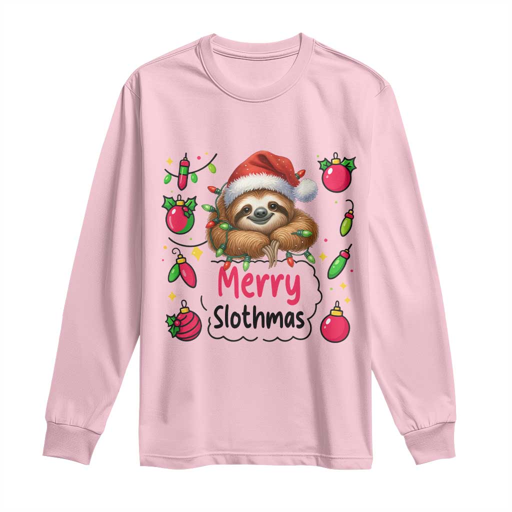 Funny Christmas Sloth Long Sleeve Shirt Merry Slothmas - Wonder Print Shop