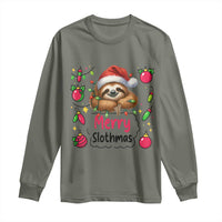 Funny Christmas Sloth Long Sleeve Shirt Merry Slothmas - Wonder Print Shop