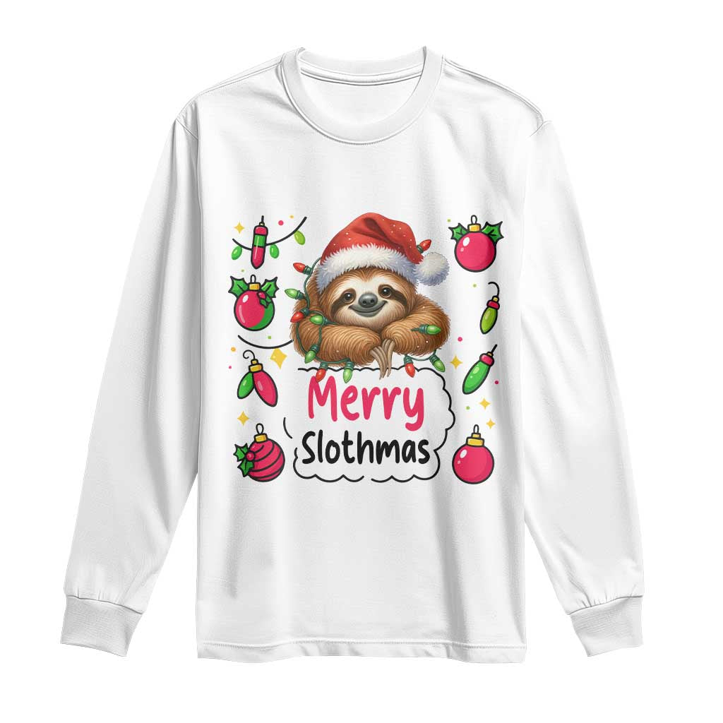 Funny Christmas Sloth Long Sleeve Shirt Merry Slothmas - Wonder Print Shop