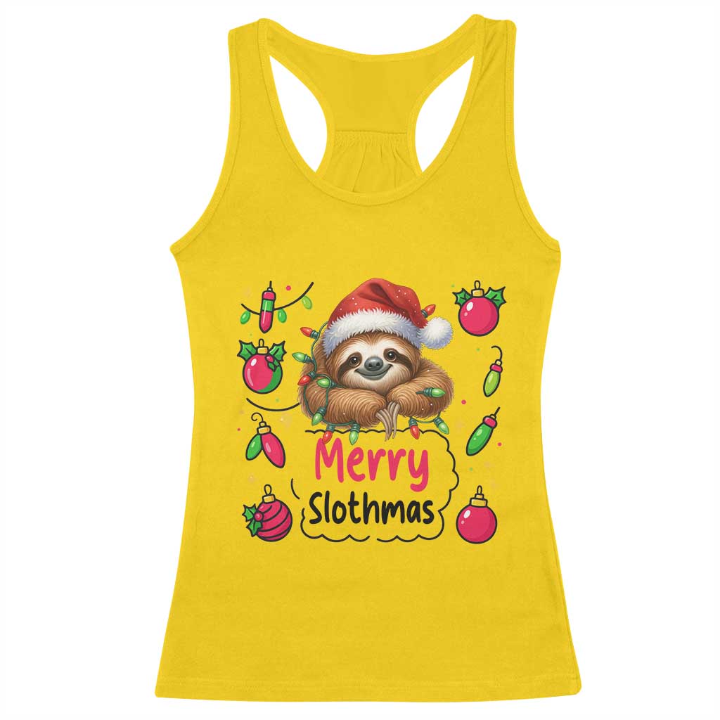 Funny Christmas Sloth Racerback Tank Top Merry Slothmas - Wonder Print Shop