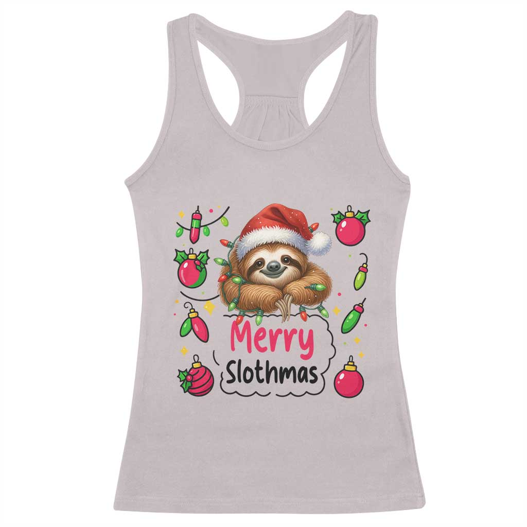 Funny Christmas Sloth Racerback Tank Top Merry Slothmas - Wonder Print Shop