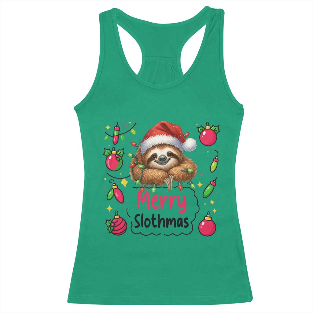 Funny Christmas Sloth Racerback Tank Top Merry Slothmas - Wonder Print Shop