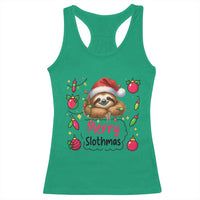 Funny Christmas Sloth Racerback Tank Top Merry Slothmas - Wonder Print Shop