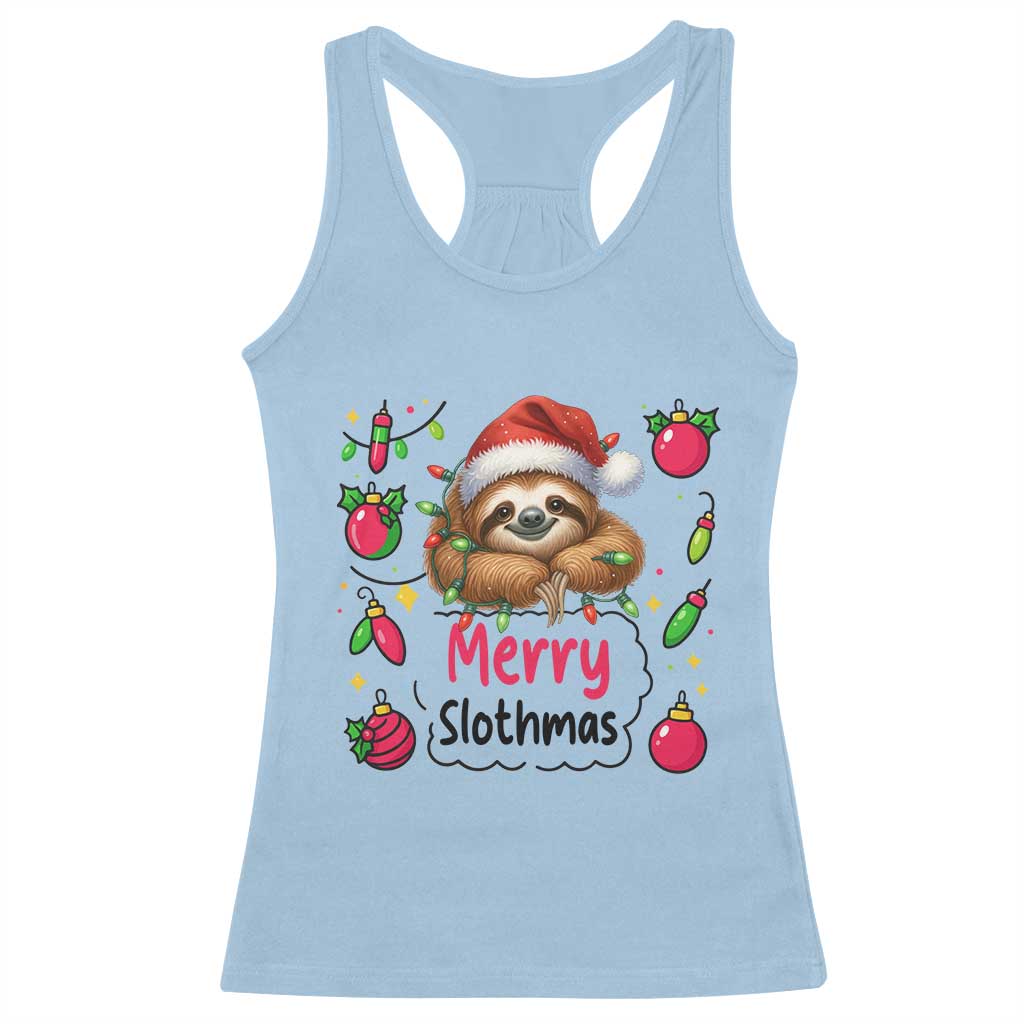 Funny Christmas Sloth Racerback Tank Top Merry Slothmas - Wonder Print Shop