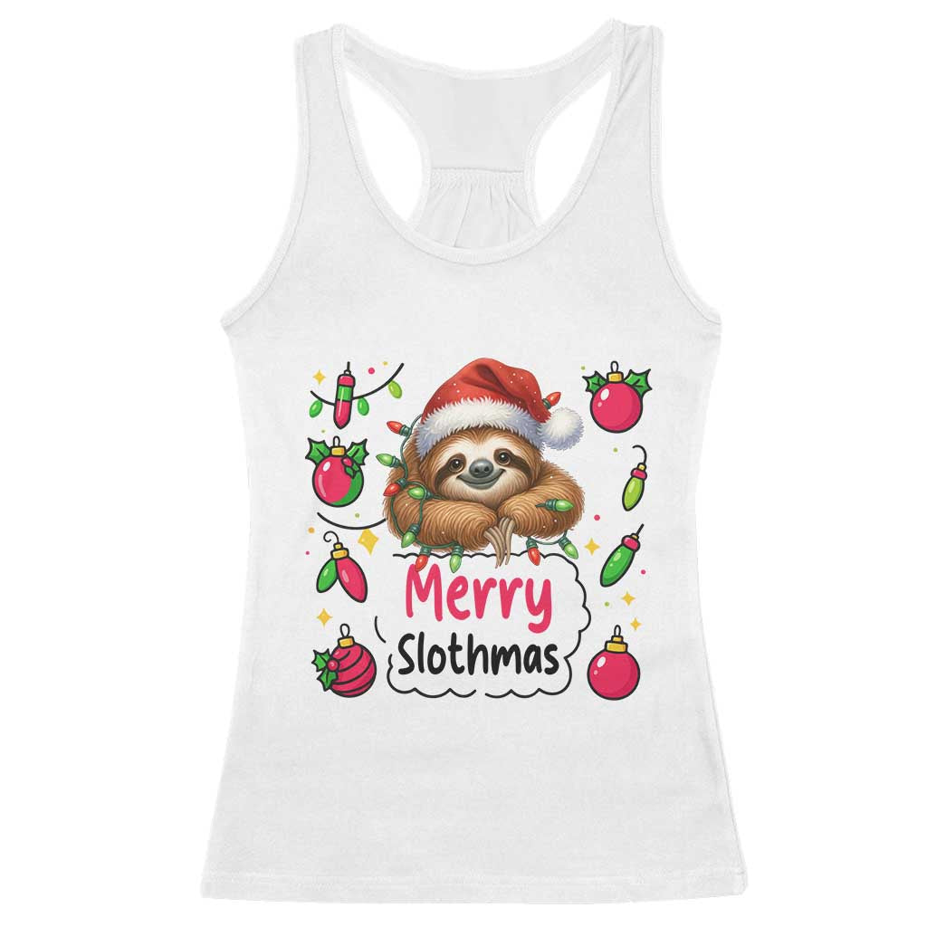 Funny Christmas Sloth Racerback Tank Top Merry Slothmas - Wonder Print Shop