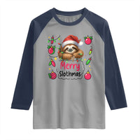 Funny Christmas Sloth Raglan Shirt Merry Slothmas - Wonder Print Shop
