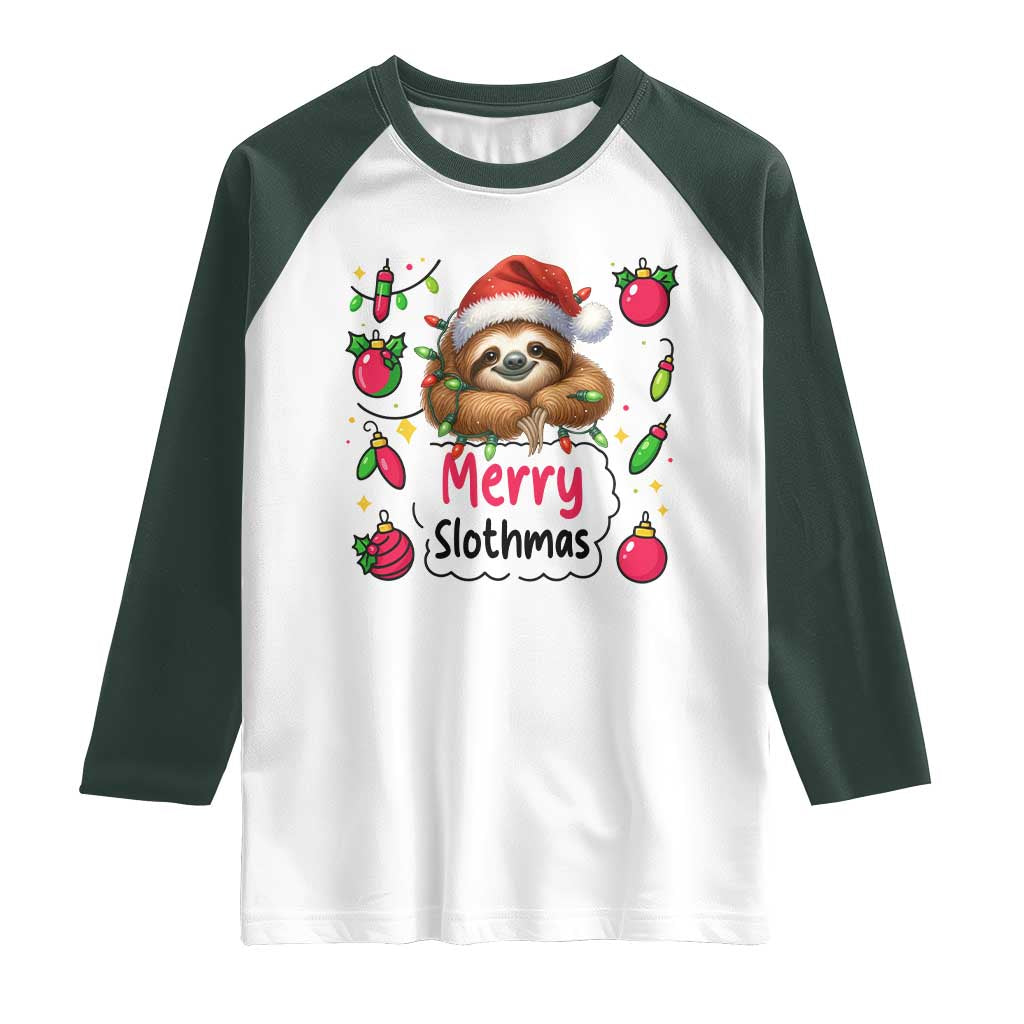 Funny Christmas Sloth Raglan Shirt Merry Slothmas - Wonder Print Shop