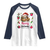 Funny Christmas Sloth Raglan Shirt Merry Slothmas - Wonder Print Shop