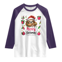 Funny Christmas Sloth Raglan Shirt Merry Slothmas - Wonder Print Shop