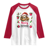 Funny Christmas Sloth Raglan Shirt Merry Slothmas - Wonder Print Shop