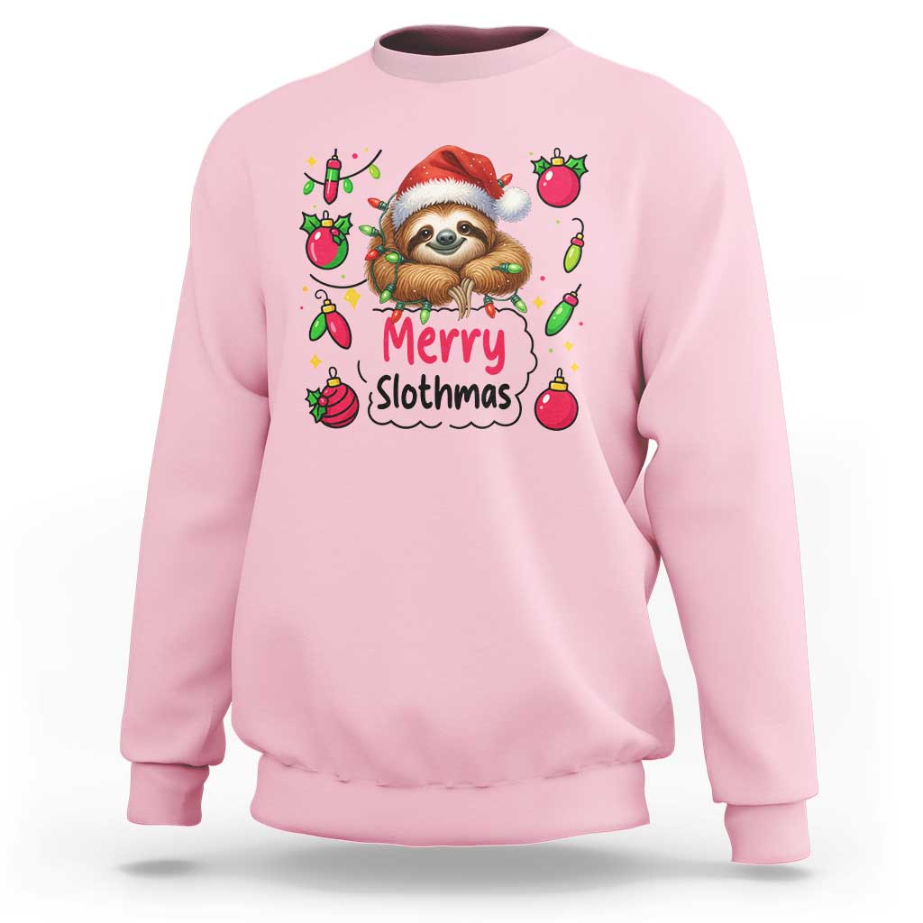 Funny Christmas Sloth Sweatshirt Merry Slothmas - Wonder Print Shop