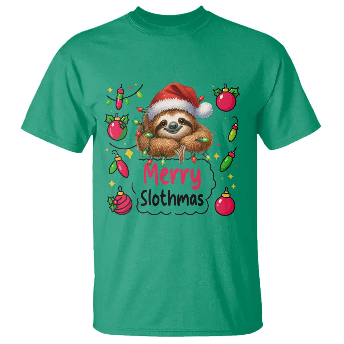 Funny Christmas Sloth T Shirt Merry Slothmas - Wonder Print Shop