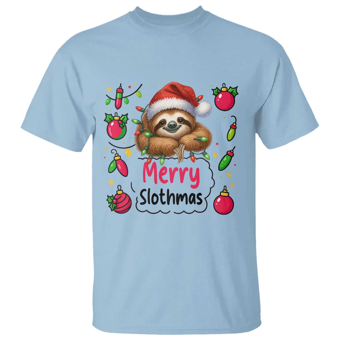 Funny Christmas Sloth T Shirt Merry Slothmas - Wonder Print Shop