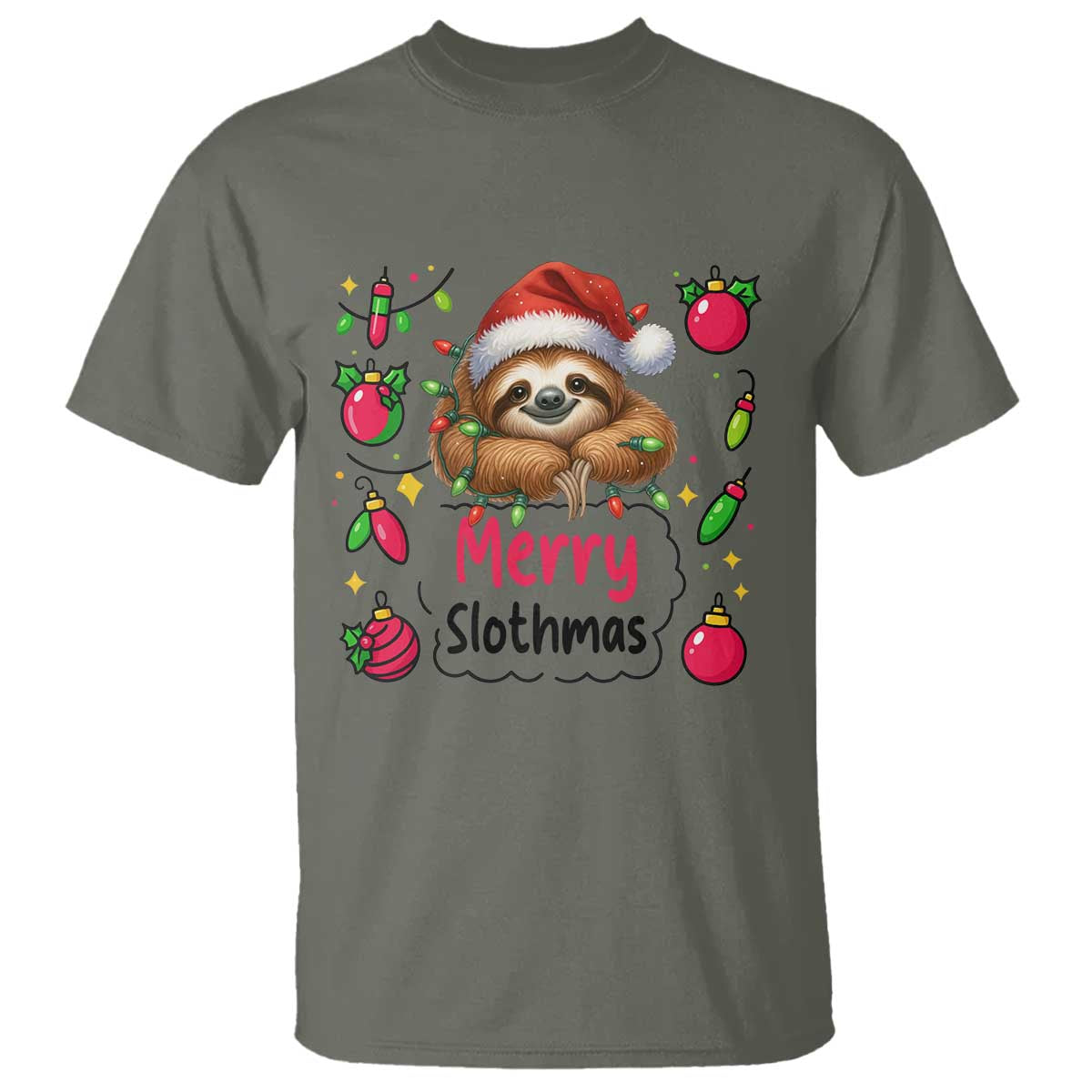 Funny Christmas Sloth T Shirt Merry Slothmas - Wonder Print Shop