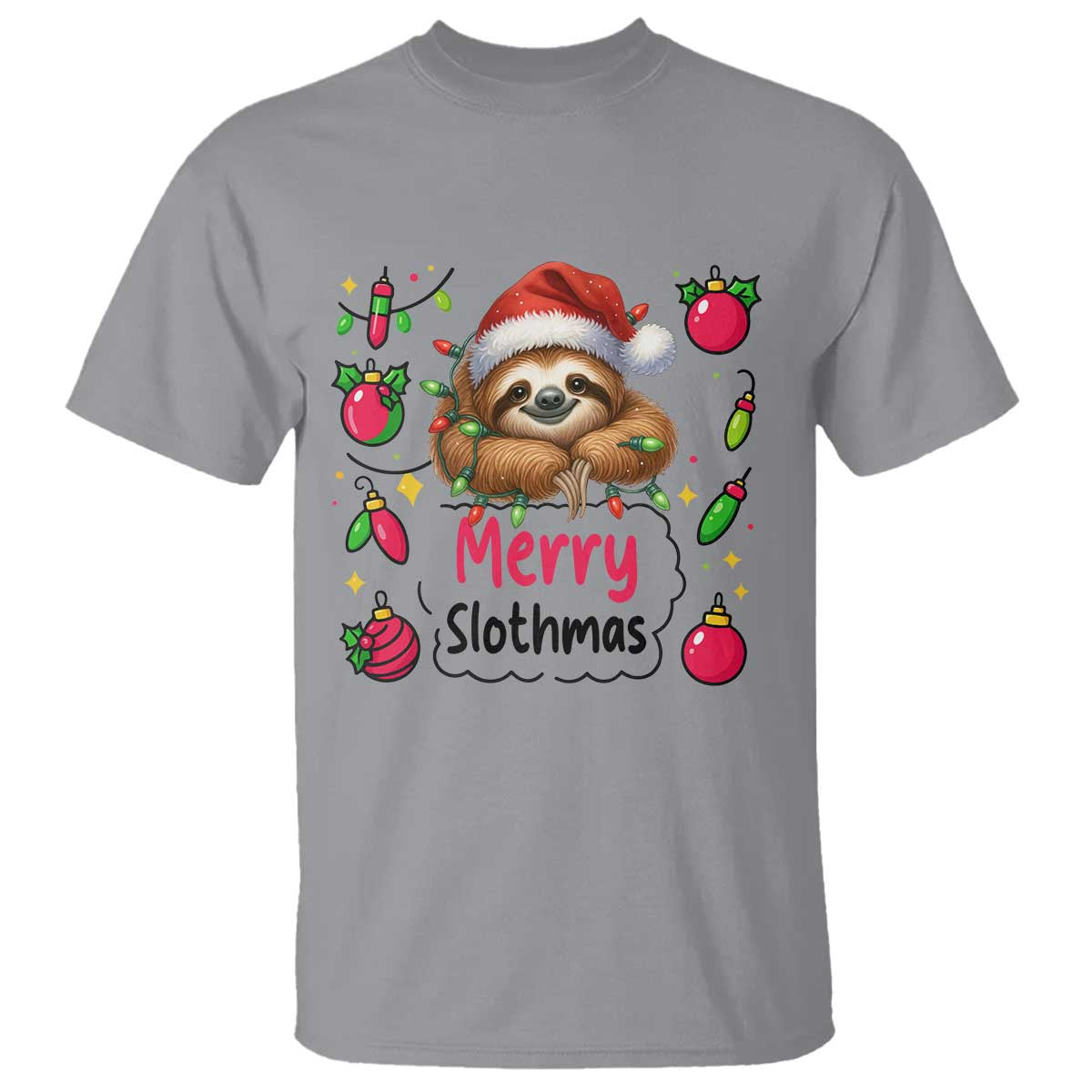 Funny Christmas Sloth T Shirt Merry Slothmas - Wonder Print Shop
