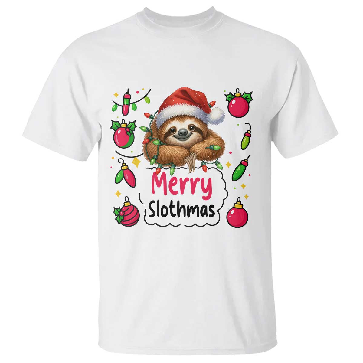 Funny Christmas Sloth T Shirt Merry Slothmas - Wonder Print Shop