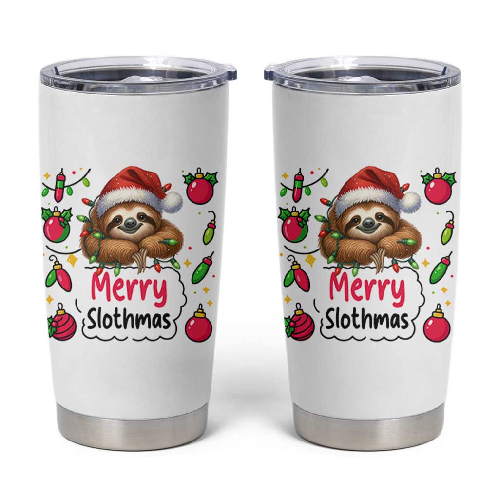 Funny Christmas Sloth Tumbler Cup Merry Slothmas