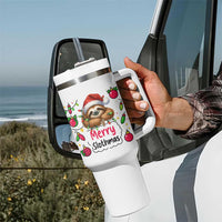 Funny Christmas Sloth Tumbler With Handle Merry Slothmas