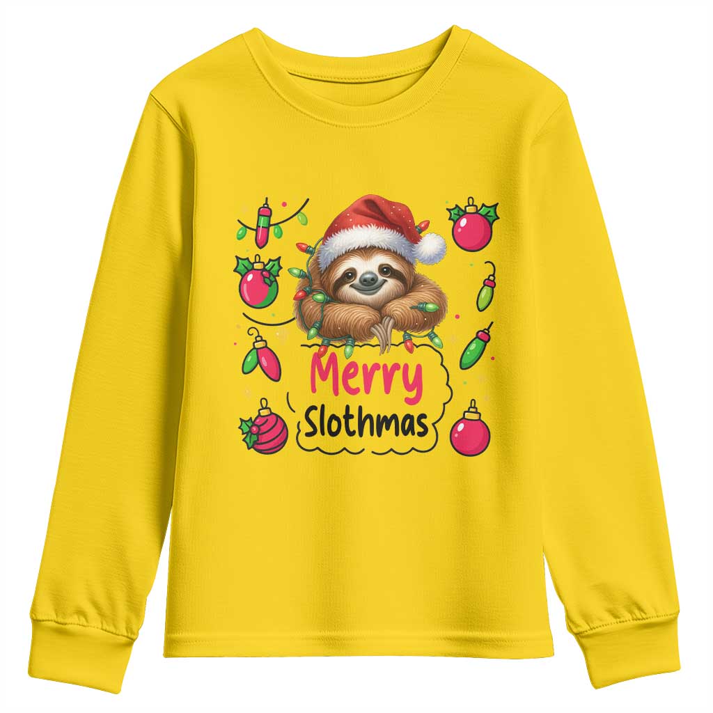 Funny Christmas Sloth Youth Sweatshirt Merry Slothmas - Wonder Print Shop