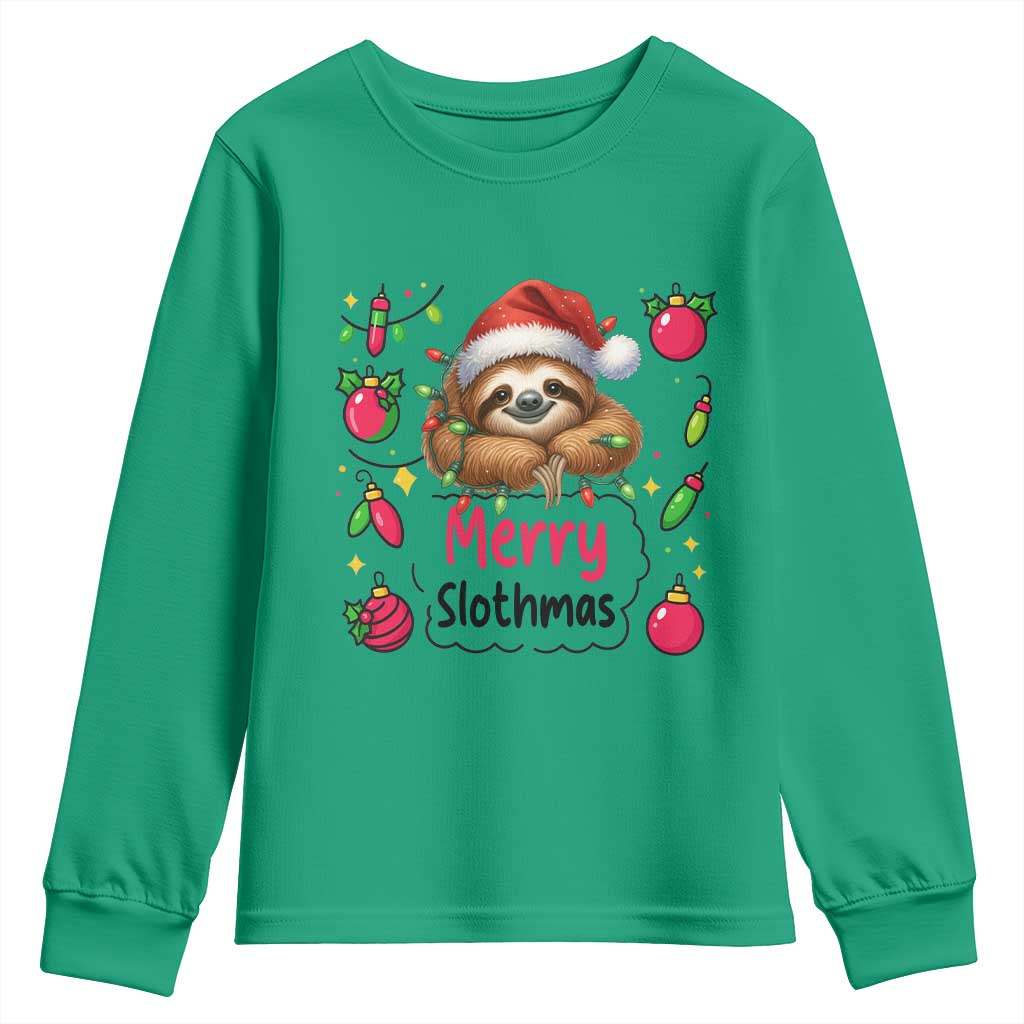 Funny Christmas Sloth Youth Sweatshirt Merry Slothmas - Wonder Print Shop