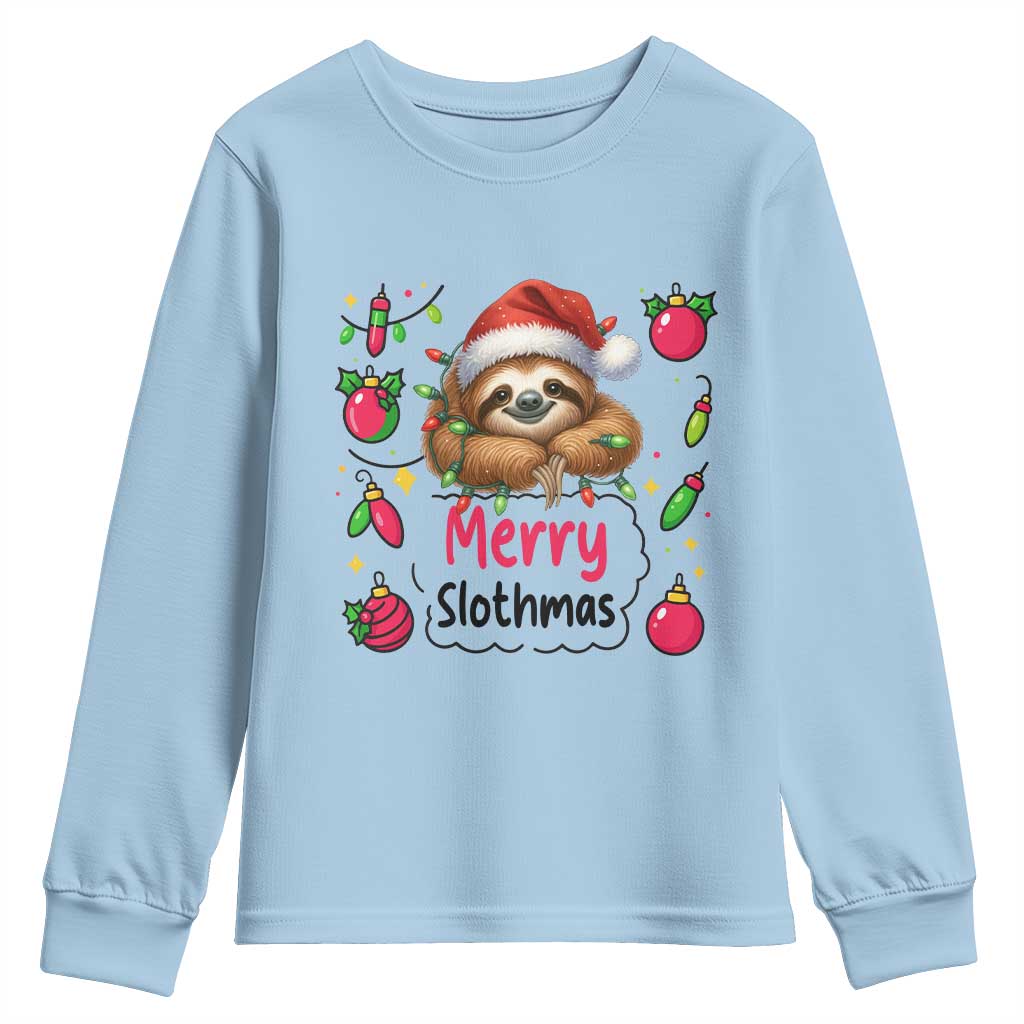 Funny Christmas Sloth Youth Sweatshirt Merry Slothmas - Wonder Print Shop