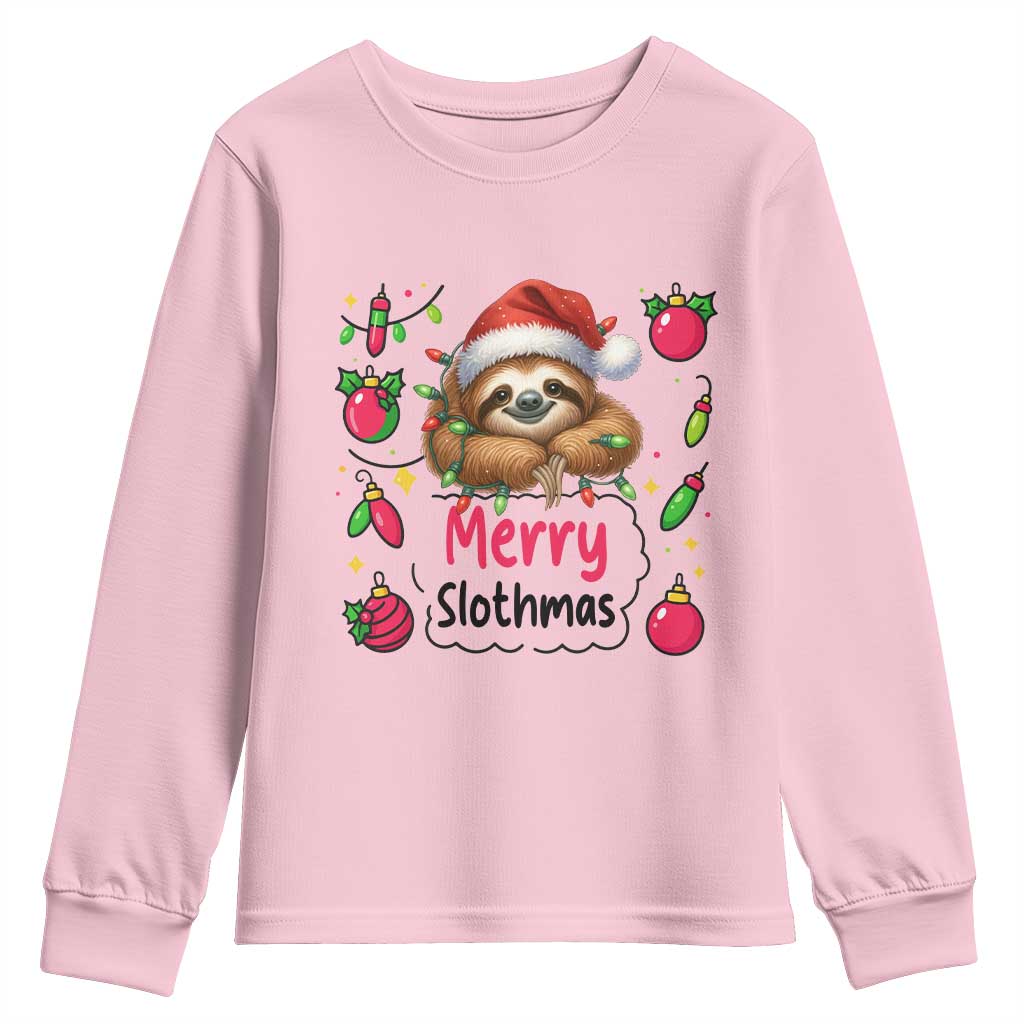 Funny Christmas Sloth Youth Sweatshirt Merry Slothmas - Wonder Print Shop