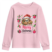 Funny Christmas Sloth Youth Sweatshirt Merry Slothmas - Wonder Print Shop
