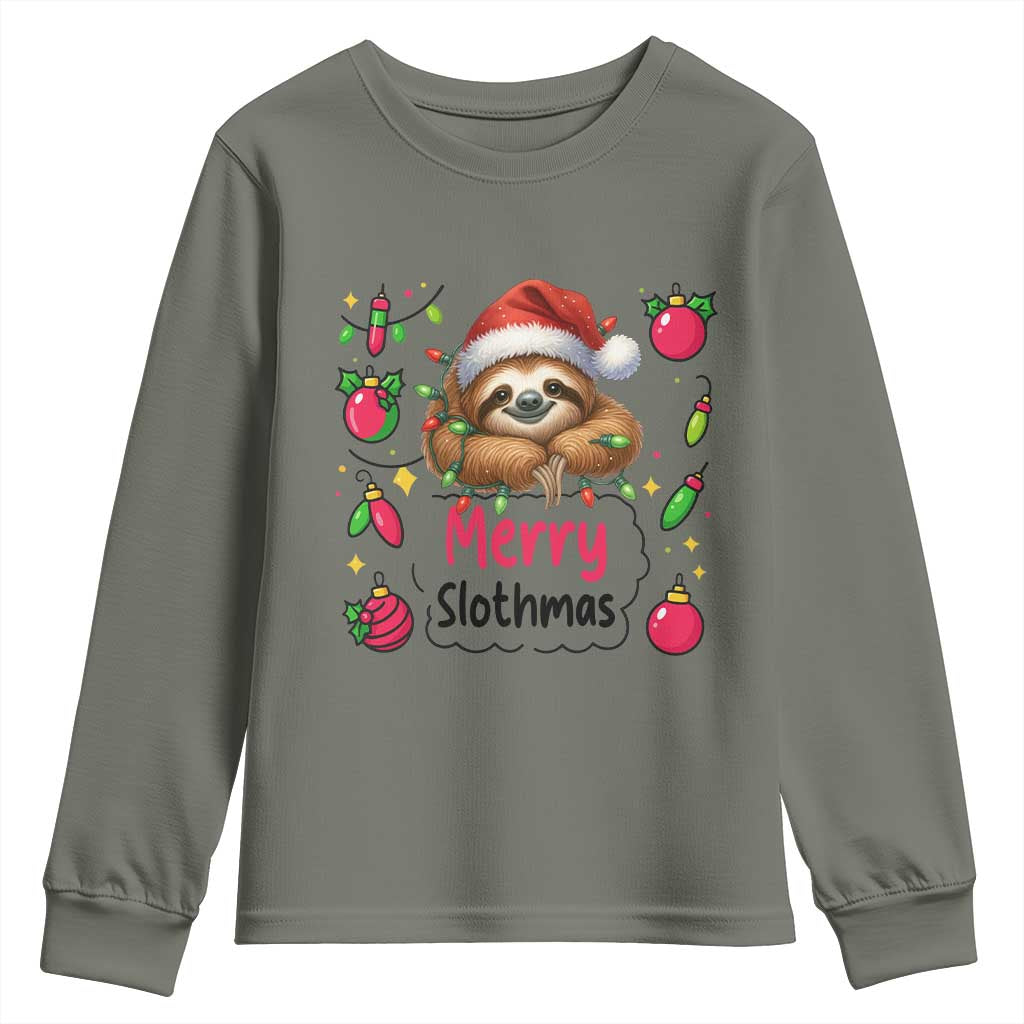Funny Christmas Sloth Youth Sweatshirt Merry Slothmas - Wonder Print Shop
