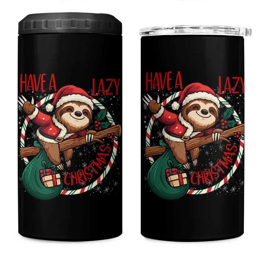Have A Lazy Christmas 4 in 1 Can Cooler Tumbler Cute Xmas Sloth