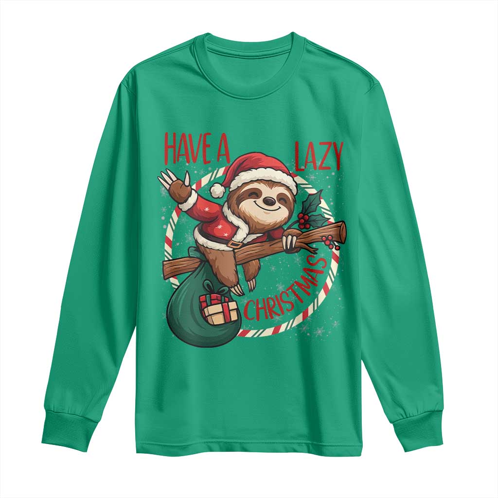 Have A Lazy Christmas Long Sleeve Shirt Cute Xmas Sloth - Wonder Print Shop