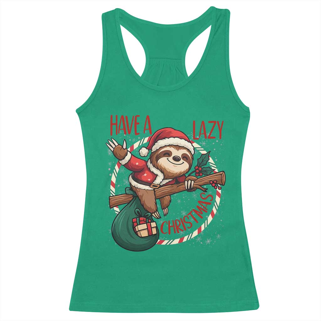 Have A Lazy Christmas Racerback Tank Top Cute Xmas Sloth - Wonder Print Shop