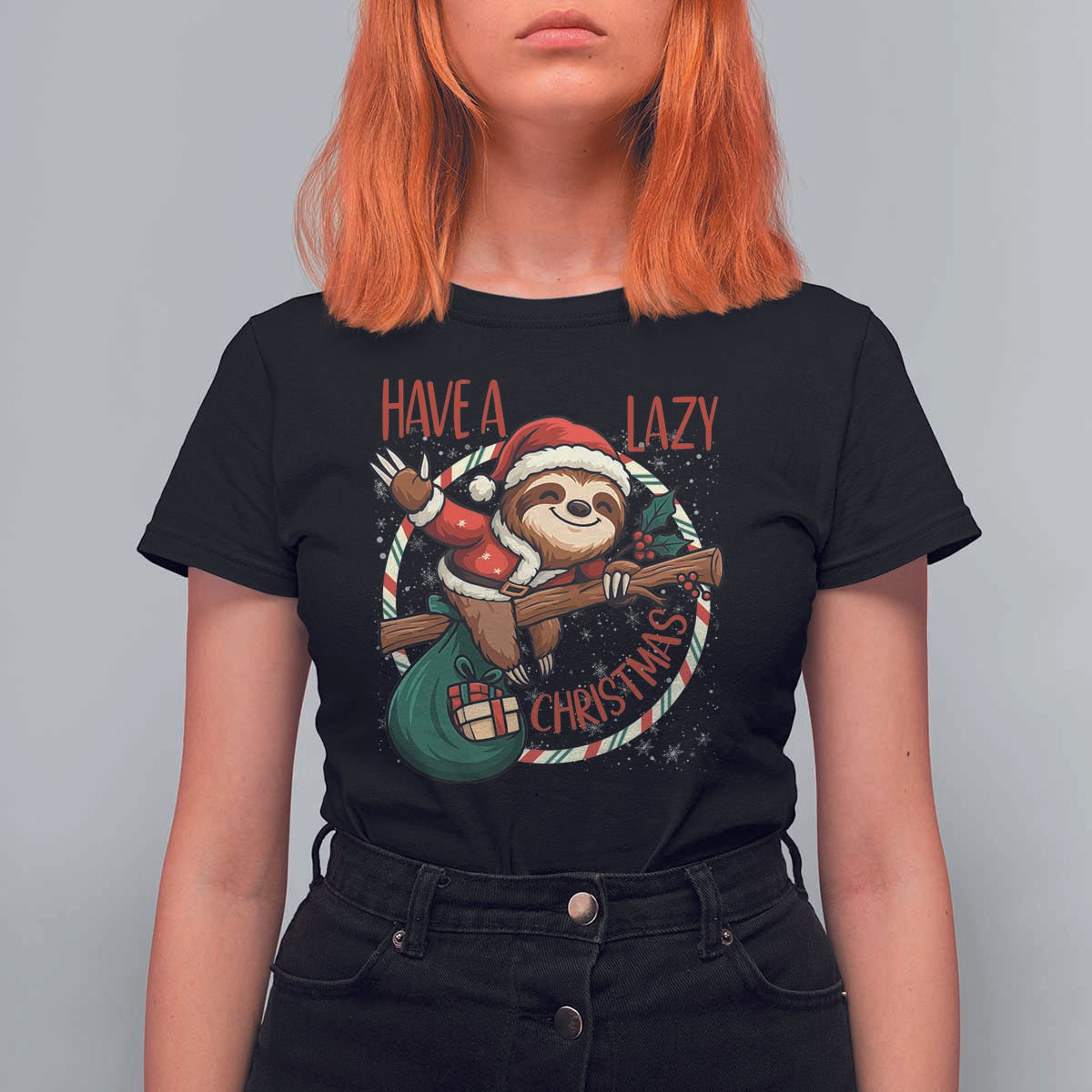 Have A Lazy Christmas T Shirt For Women Cute Xmas Sloth - Wonder Print Shop