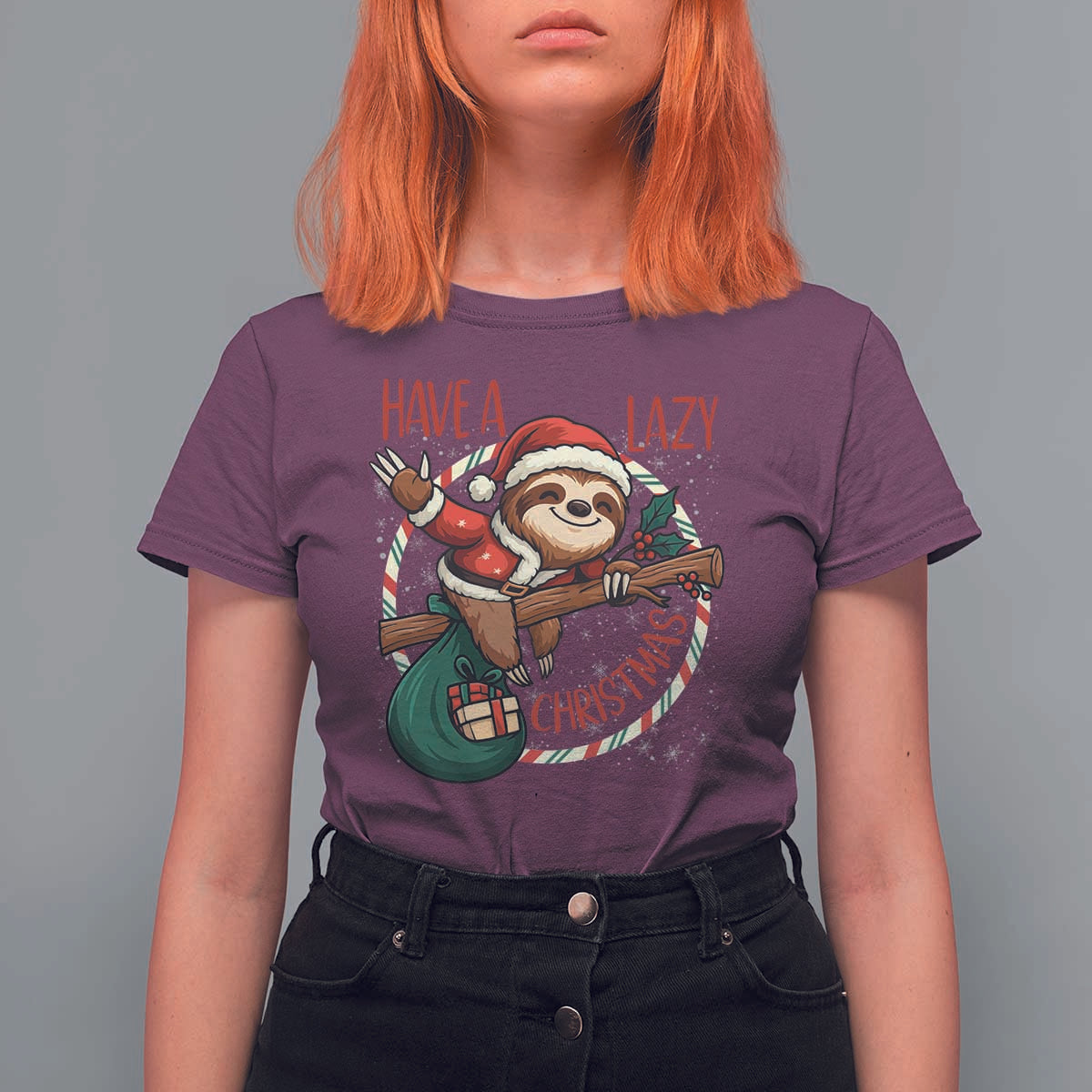 Have A Lazy Christmas T Shirt For Women Cute Xmas Sloth - Wonder Print Shop