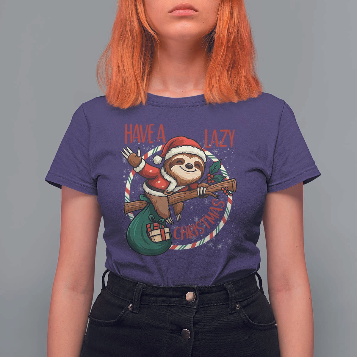 Have A Lazy Christmas T Shirt For Women Cute Xmas Sloth - Wonder Print Shop