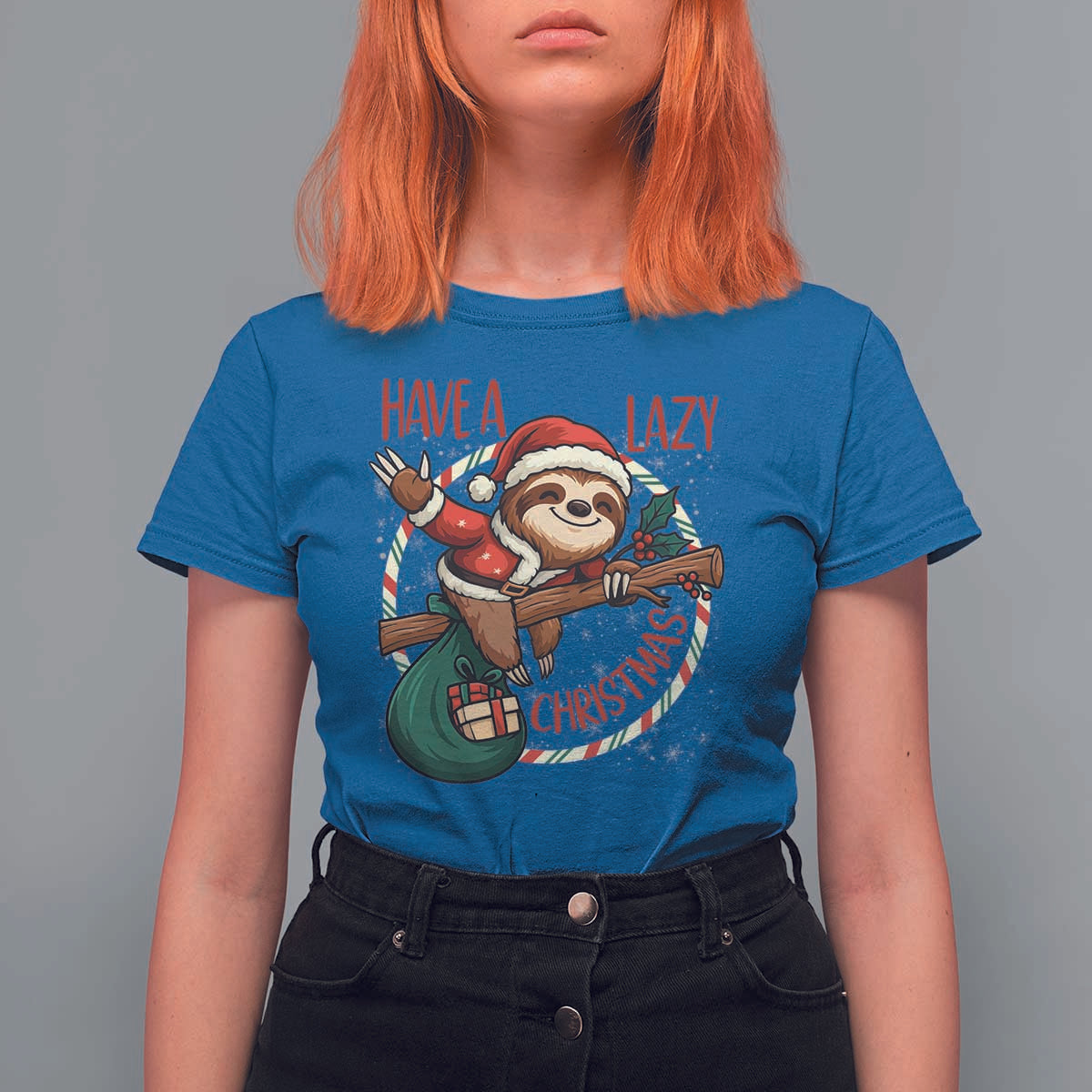 Have A Lazy Christmas T Shirt For Women Cute Xmas Sloth - Wonder Print Shop