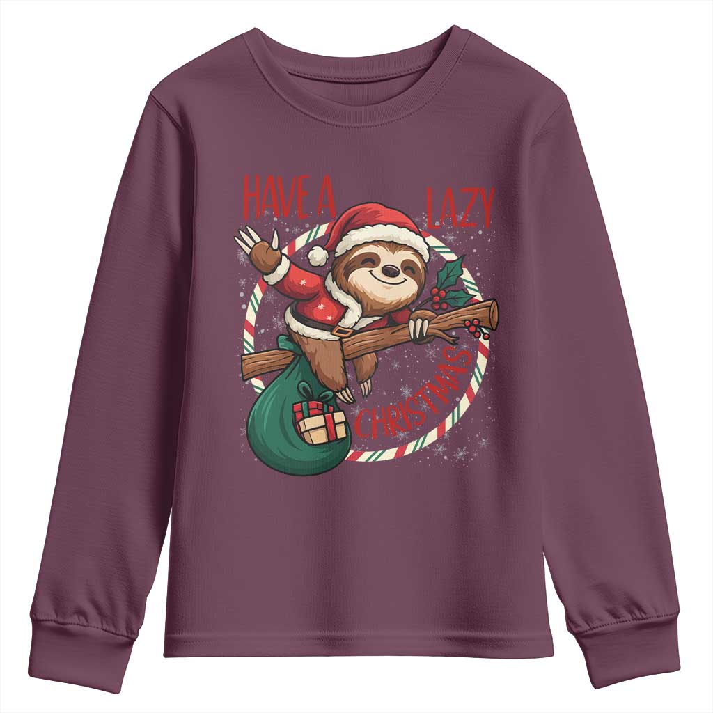 Have A Lazy Christmas Youth Sweatshirt Cute Xmas Sloth - Wonder Print Shop