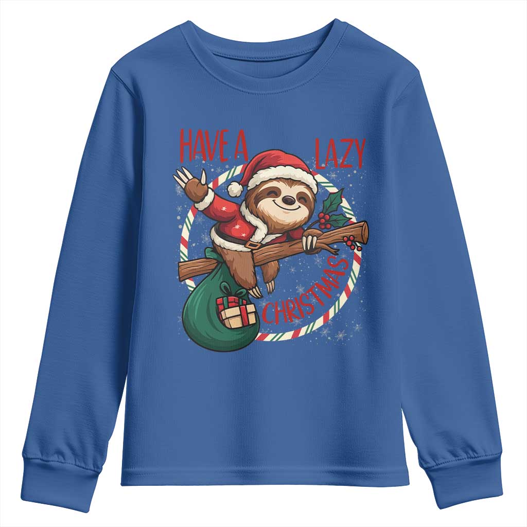 Have A Lazy Christmas Youth Sweatshirt Cute Xmas Sloth - Wonder Print Shop