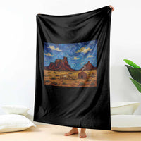 Starry Night Desert Monument Valley Throw Blanket Hogan Home Oil Painting Graphic